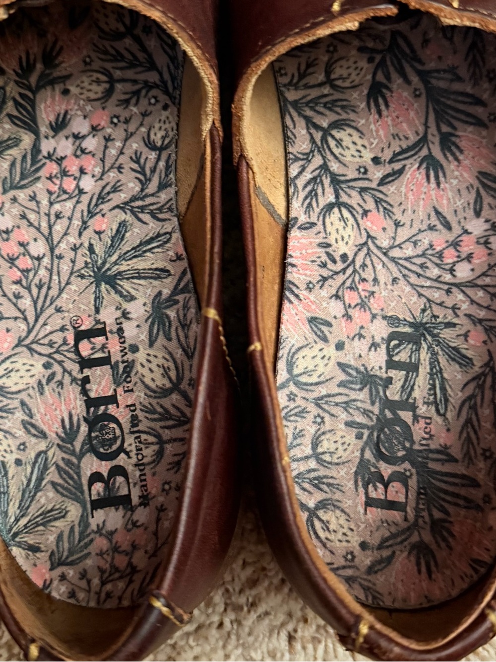 Børn Leather Slip-Ons with Floral Insole - Picture 6 of 7